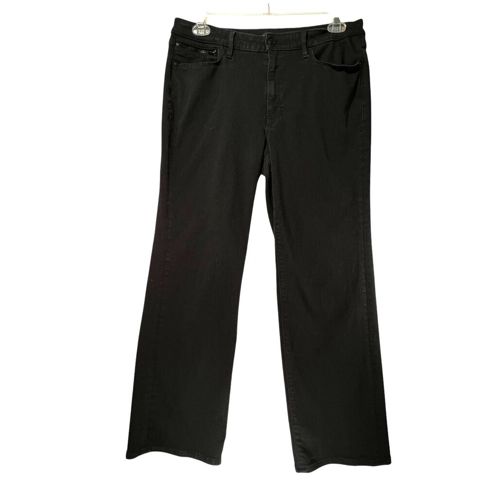 Athleta Womens Black Wide Leg Jeans 16T Dark Wash Zip coin pocket Stretch - Picture 2 of 14